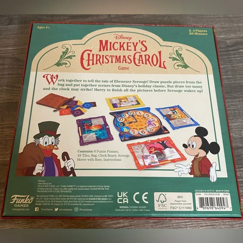 Funko New Disney Mickey's Christmas Carol Game Ages 4+ Mickey Mouse Holiday